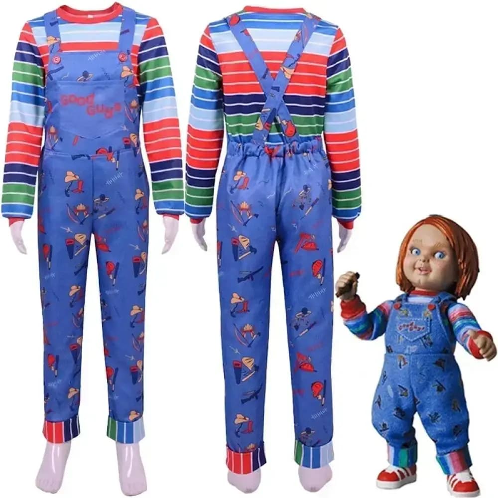 Disfraz de Anime aterrador Chucky Killer, monos para adultos, ropa de terror de Halloween para hombres y mujeres, disfraces de fiesta con máscara